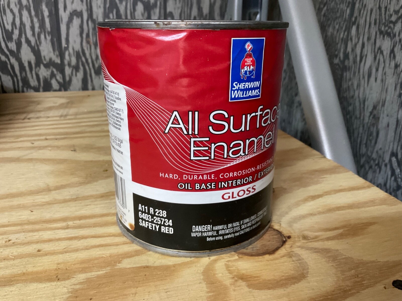 Sherwin Williams All Surface Enamel A11R238 Oil Base Gloss Safety Red Quart L@@K