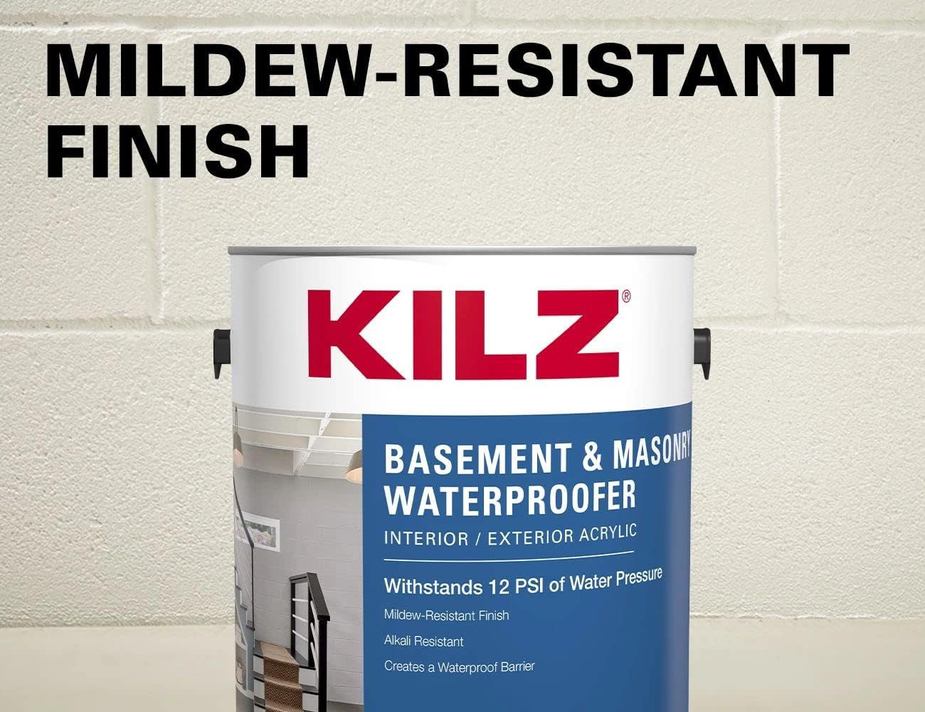 Basement and Masonry Waterproofing Paint, Interior/Exterior, White, 1 Gallon