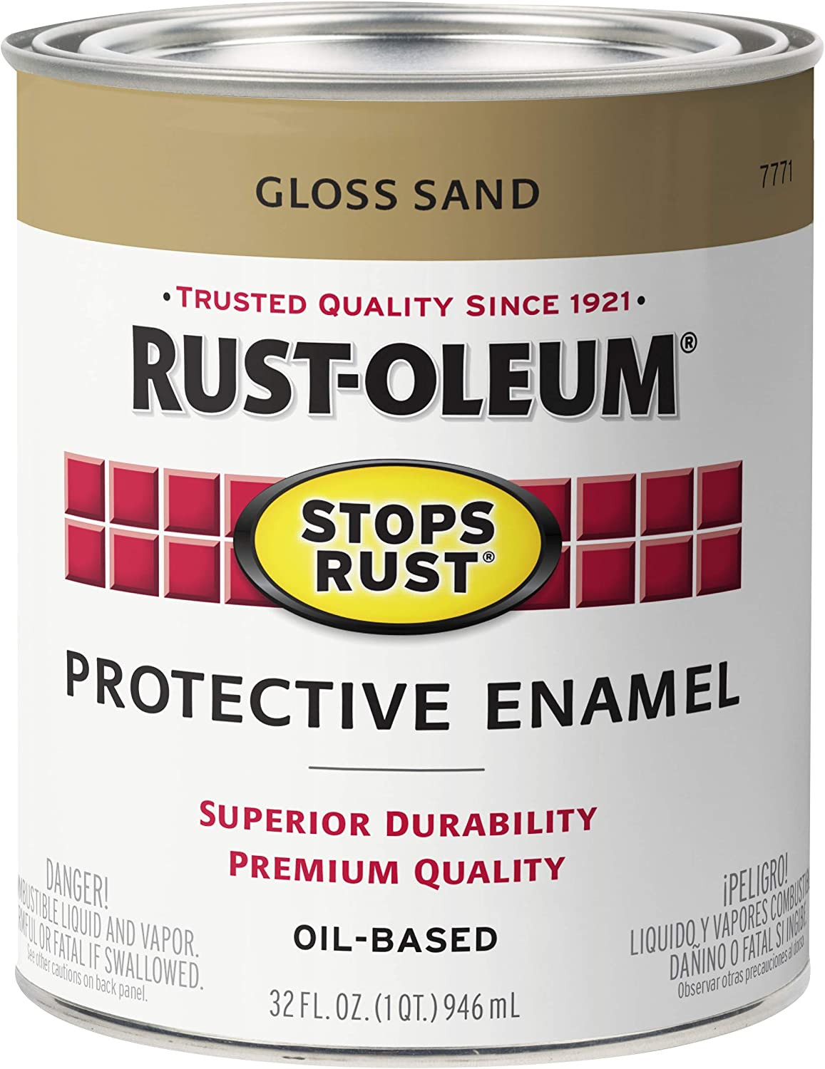7771502 Stops Rust Brush on Paint, Quart, Gloss Sand, (Pack of 1)