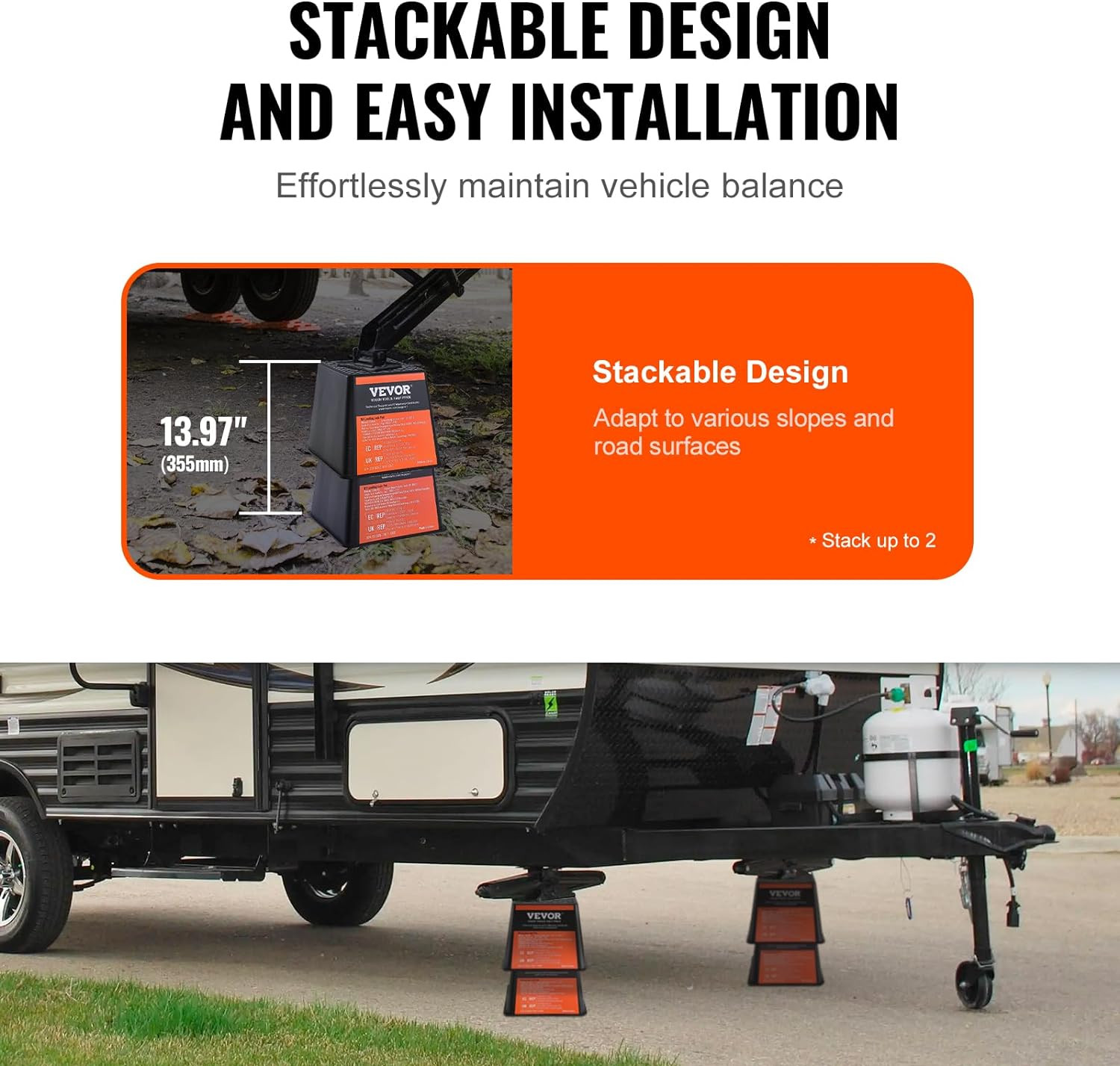 Trailer Jack Block, 6000 Lbs Capacity per RV Leveling Block, Polypropylene RV Ca