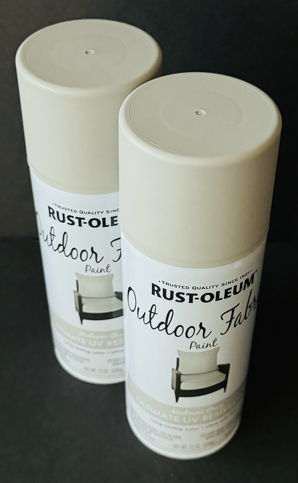 Rust-Oleum 352121 Outdoor Fabric Paint “MEDIUM GRAY”, 12oz (2 Pack)