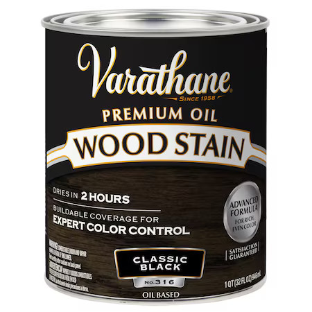 Varathane 381112 Premium Wood Stain, Oil Based, Classic Black, 1 Quart