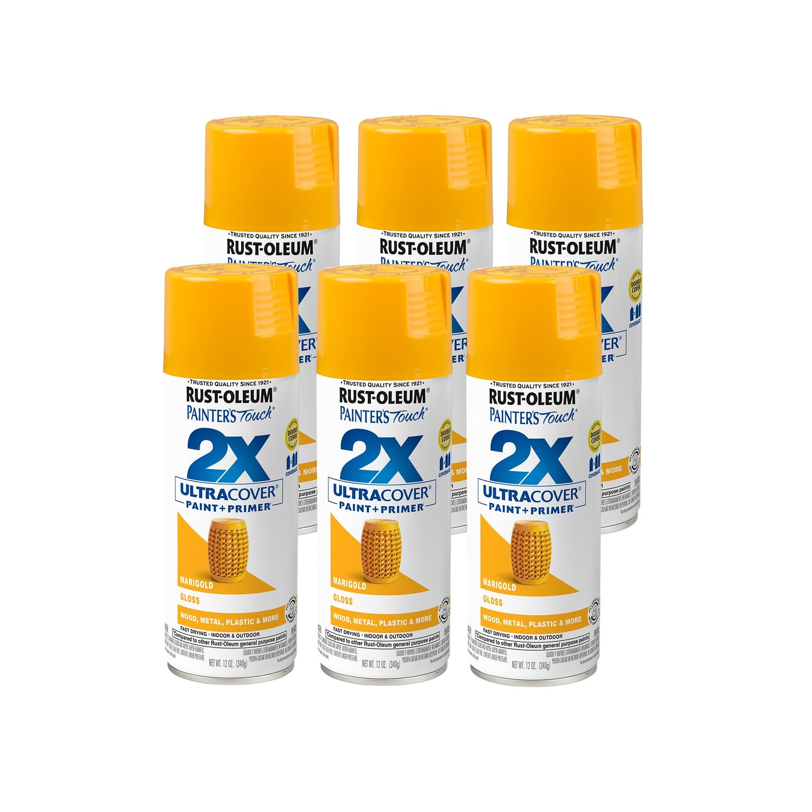 Rust-Oleum 249862-6PK Painter’s Touch 2X Ultra Cover Spray Paint, 12 oz, Glos…
