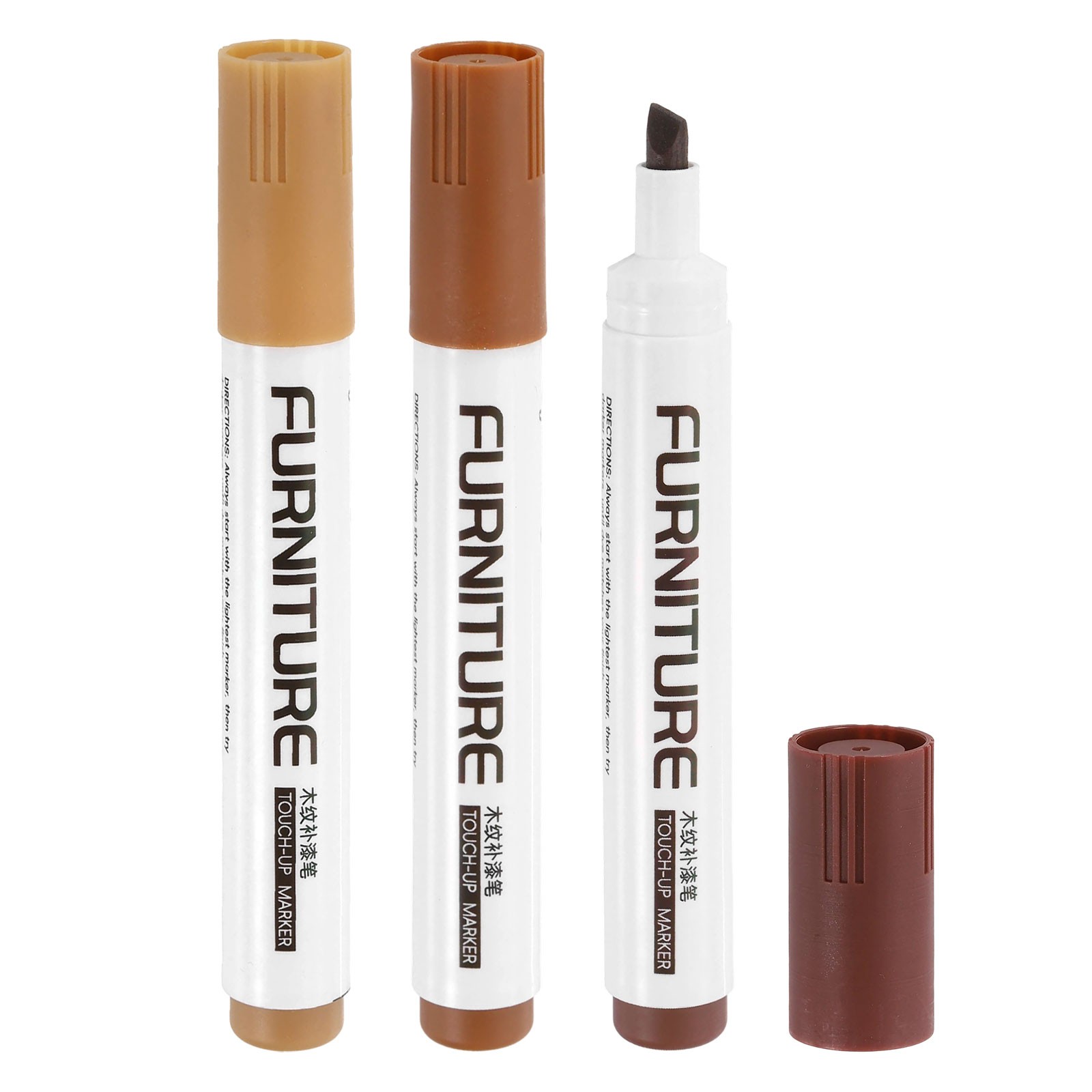 Furniture Markers Touch Up, 3pcs Furniture Repair Kit, Bamboo/Maple/Coffee
