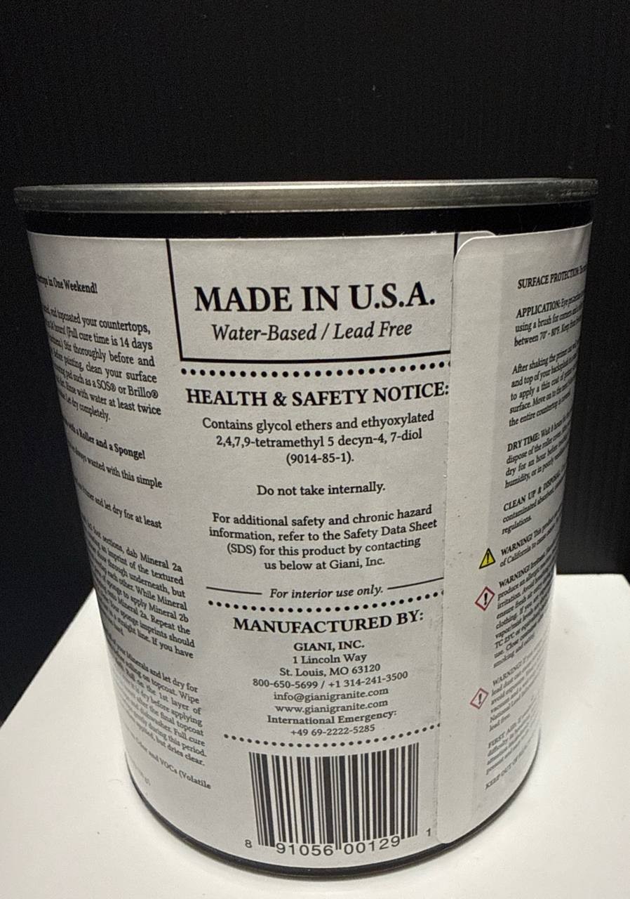 Giani Ironcore Primer Granite Countertop Paint Roll On Black Base 12 oz 0526-05