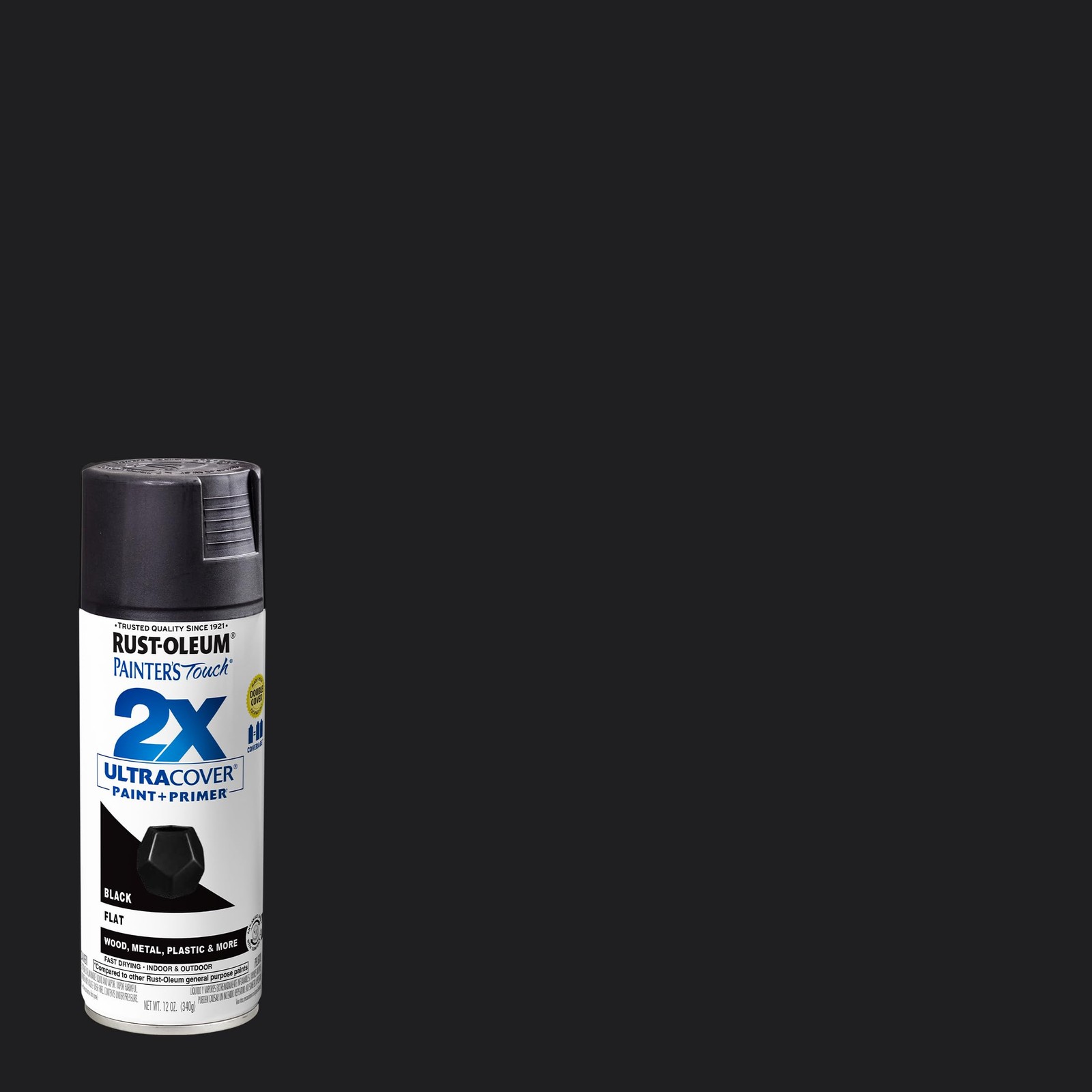 Rust Oleum Painter’s Touch 2X Ultra Cover Flat Black Spray Paint 12oz