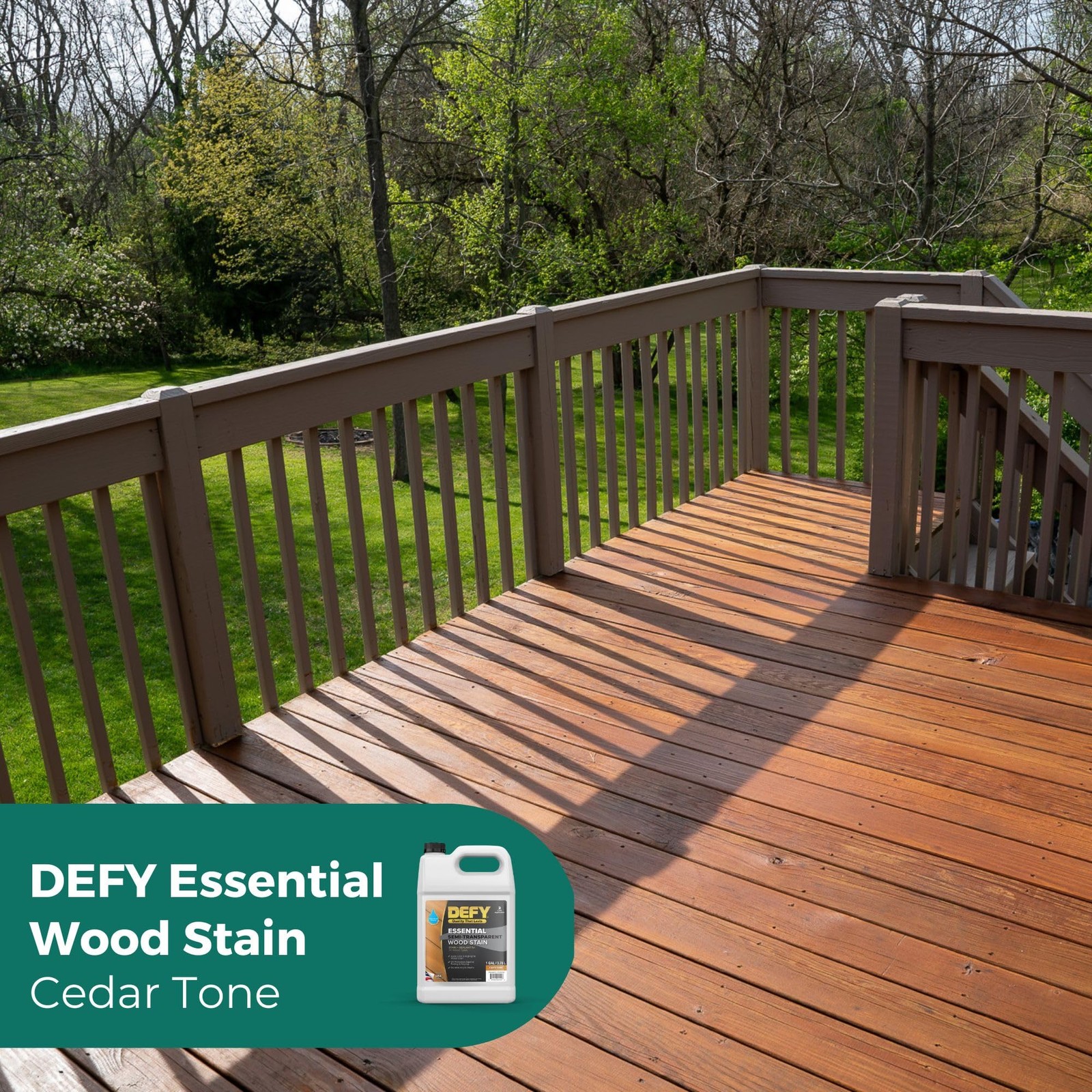 Defy Essential Semi-Transparent Outdoor Stain And Sealer In One 1 Gallon Cedar