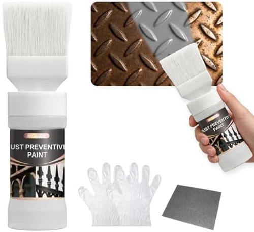 2-in-1 Gray Rust Converter & Metal Primer (5.29 Oz) with Brush, Anti-Rust Coa…