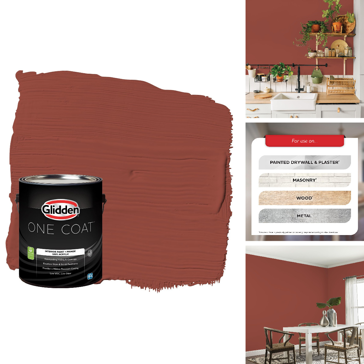 Glidden Interior Paint Premiumr Red/Cedar Chest One Coat Eggshell 1-Gallon