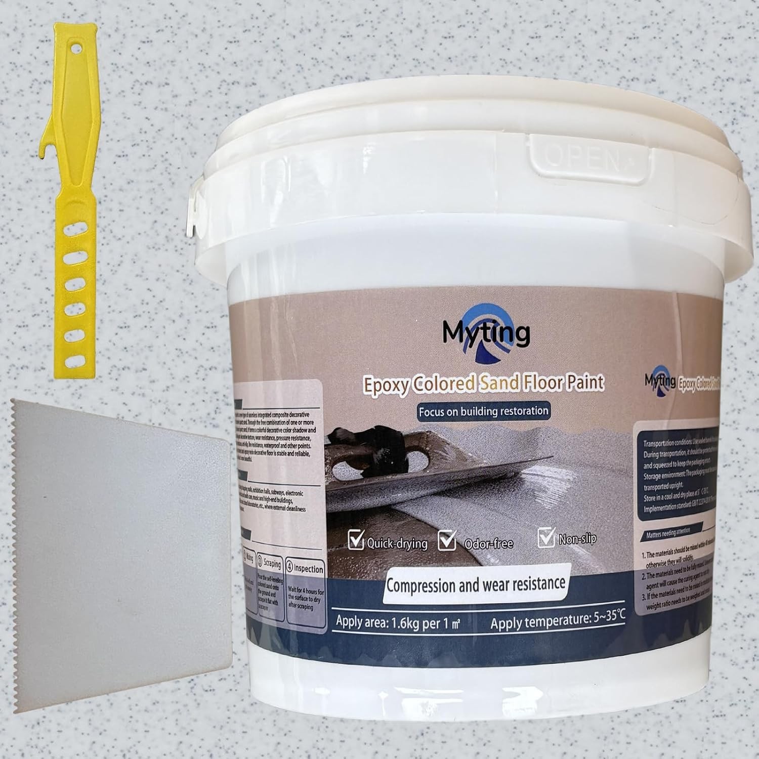 Epoxy Colored Sand Floor Paint – High Gloss Marble Effect, Stain Resistant 35 OZ