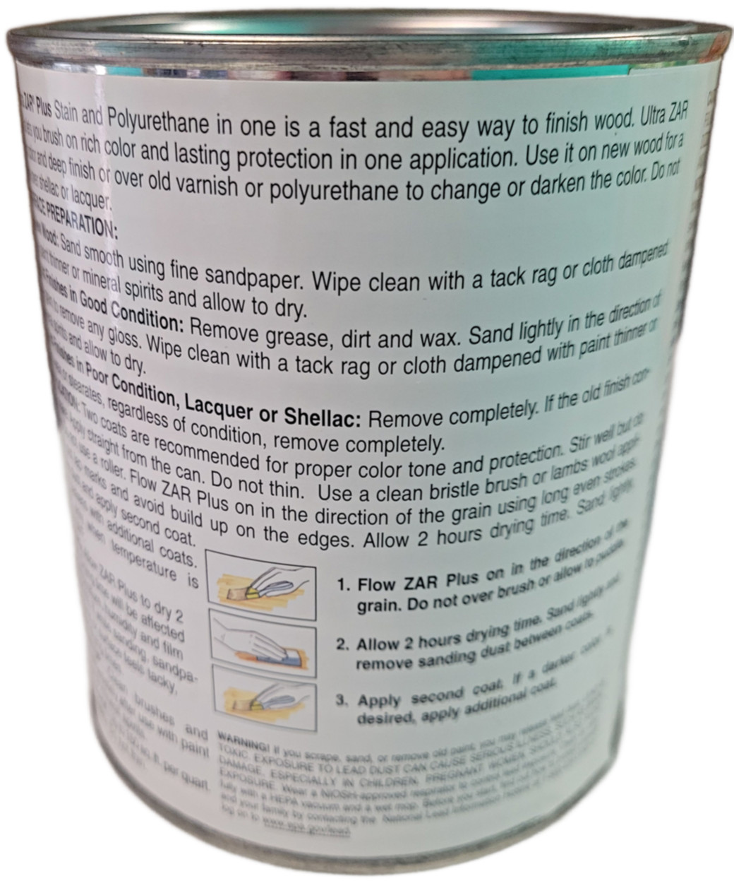 ZAR Plus Wood Stain Polyurethane Salem Maple 147 Gloss Quart Fast Drying