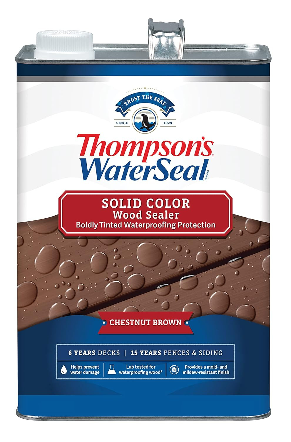Thompson’S Waterseal Solid Color Waterproofing Wood Stain and Sealer, Chestnut B