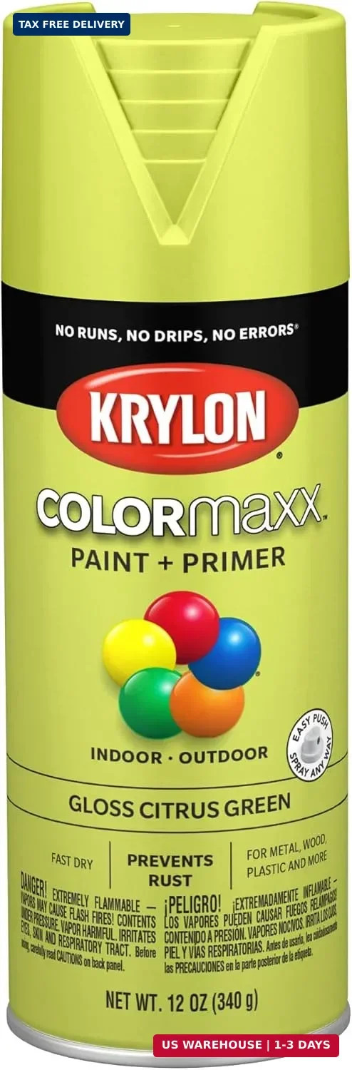 Krylon K05512007 COLORmaxx Spray Paint and Primer for Indoor/Outdoor Use, Gloss