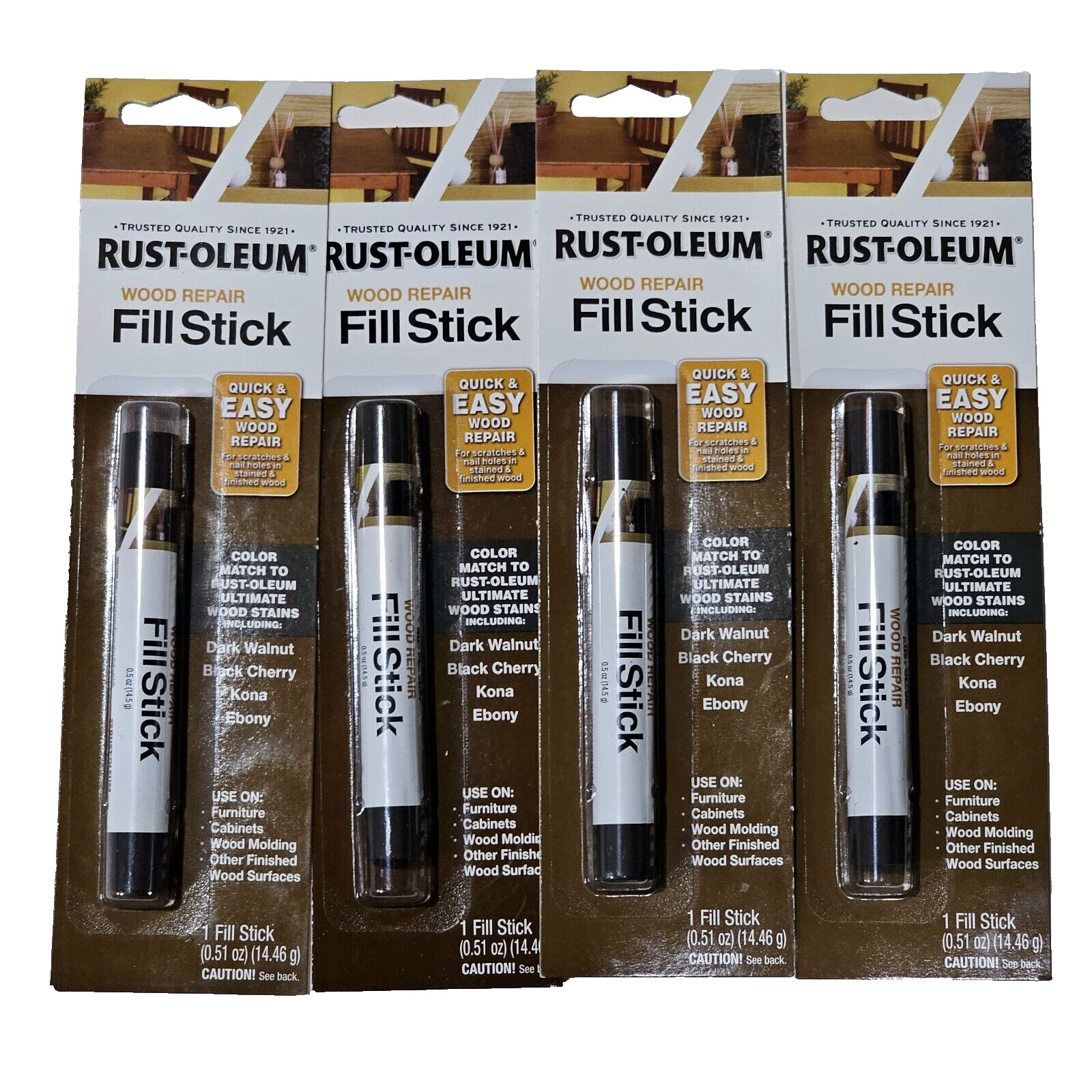 4 Pack Rust-oleum Wood Repair Fill Stick Quick Easy Color Match Dark Wood