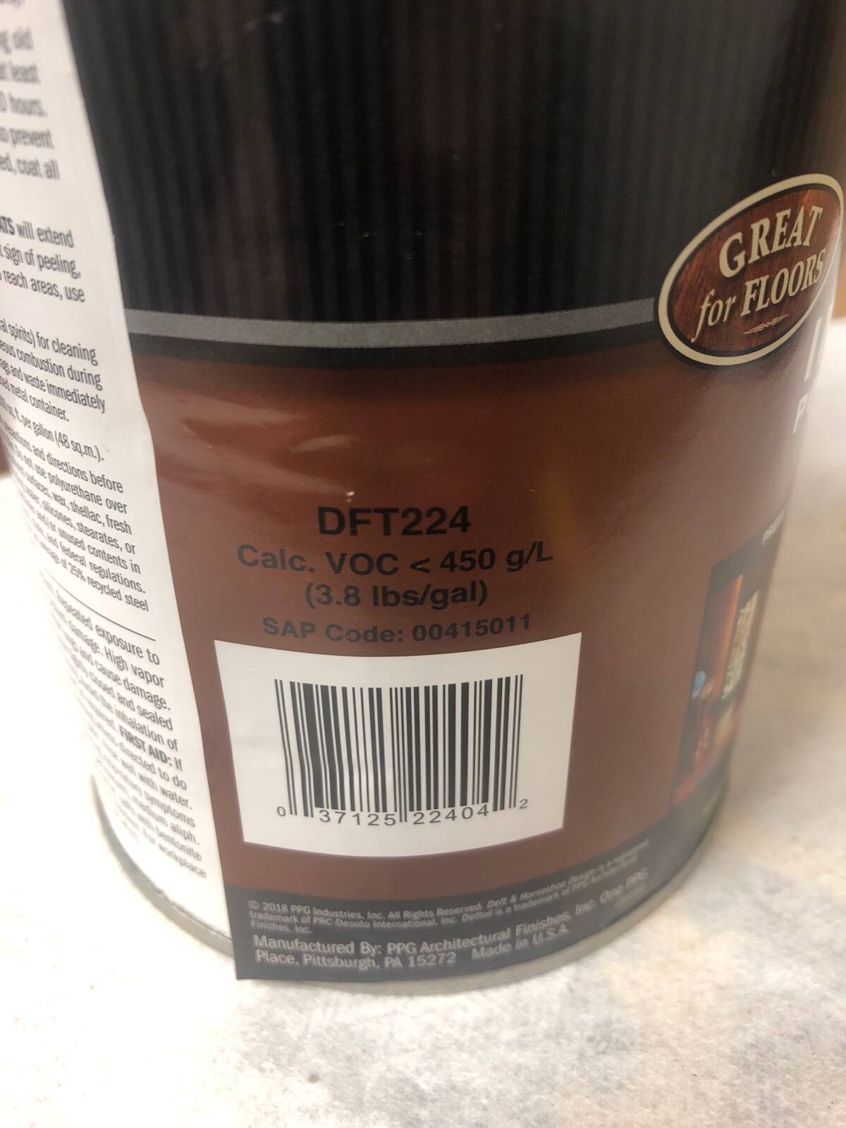 Deft PPG 224 Clear Semi Gloss Interior Polyurethane Quart Oil Based