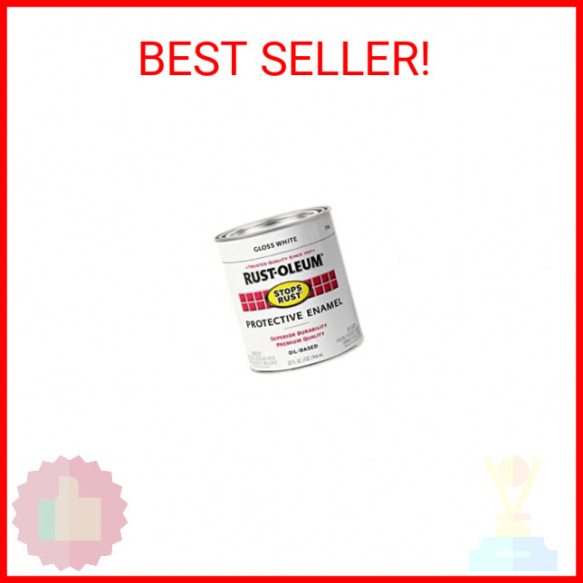 Rust-Oleum 7792502 Stops Rust Brush On Paint, Quart, Gloss White, 1 Quarts (Pack
