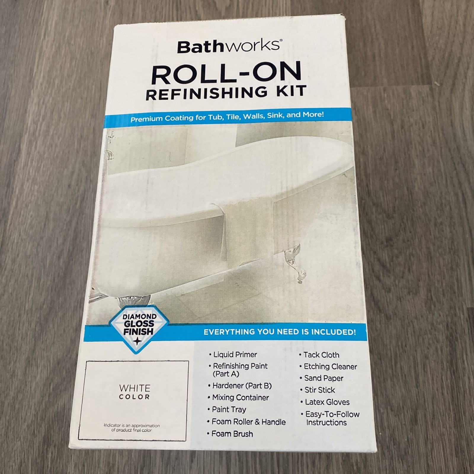 Bathworks Roll-On Refinishing Kit Diamond Gloss Finish White New