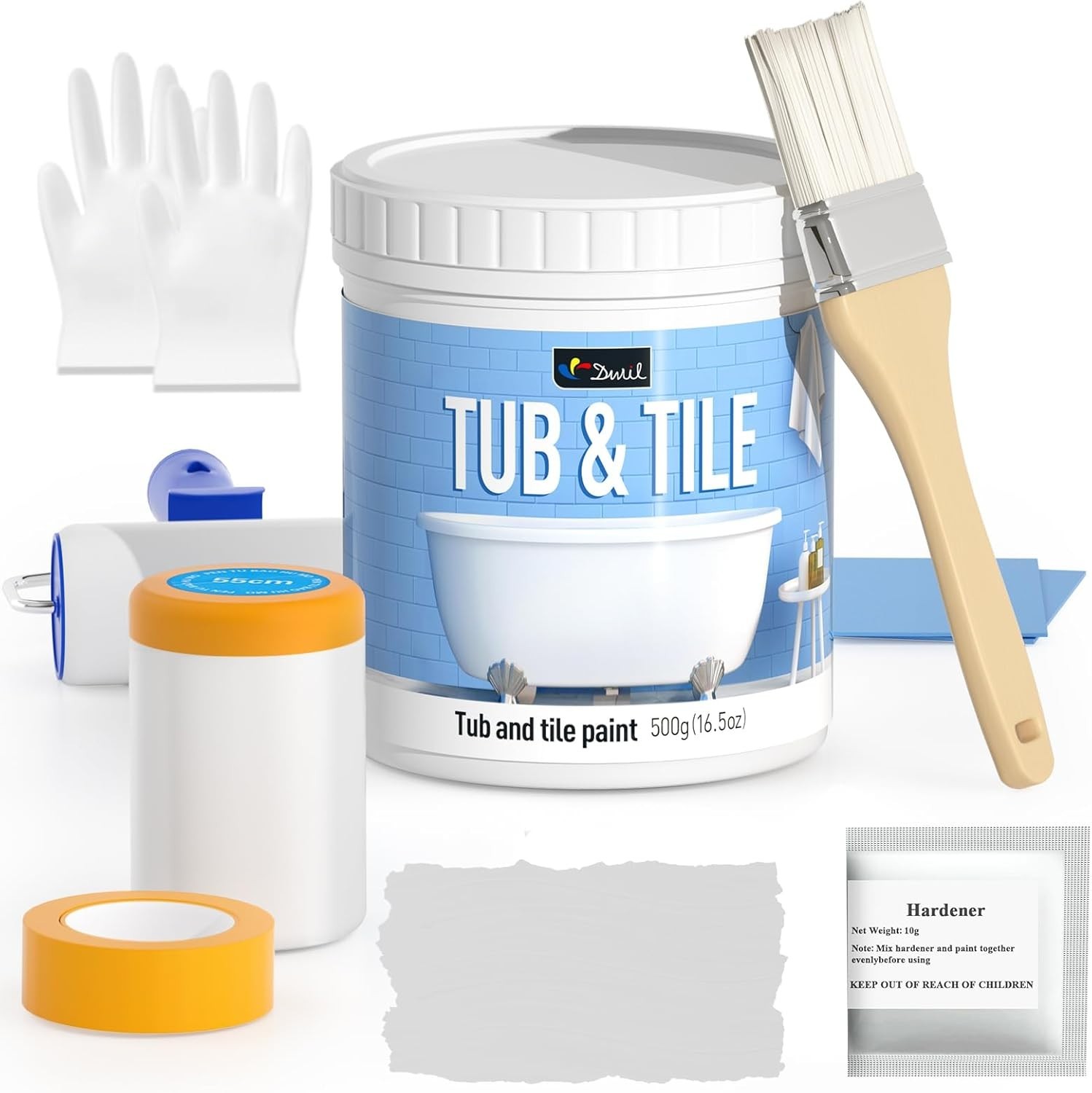 DWIL Tub and Tile Refinishing Kit with Tools – Light Grey 0.5kg (16.5oz)