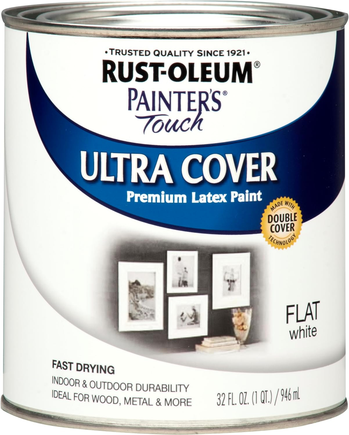 1990502 Painter’S Touch Latex Paint, Quart, Flat White 32 Fl Oz (1 Quarts Pack o