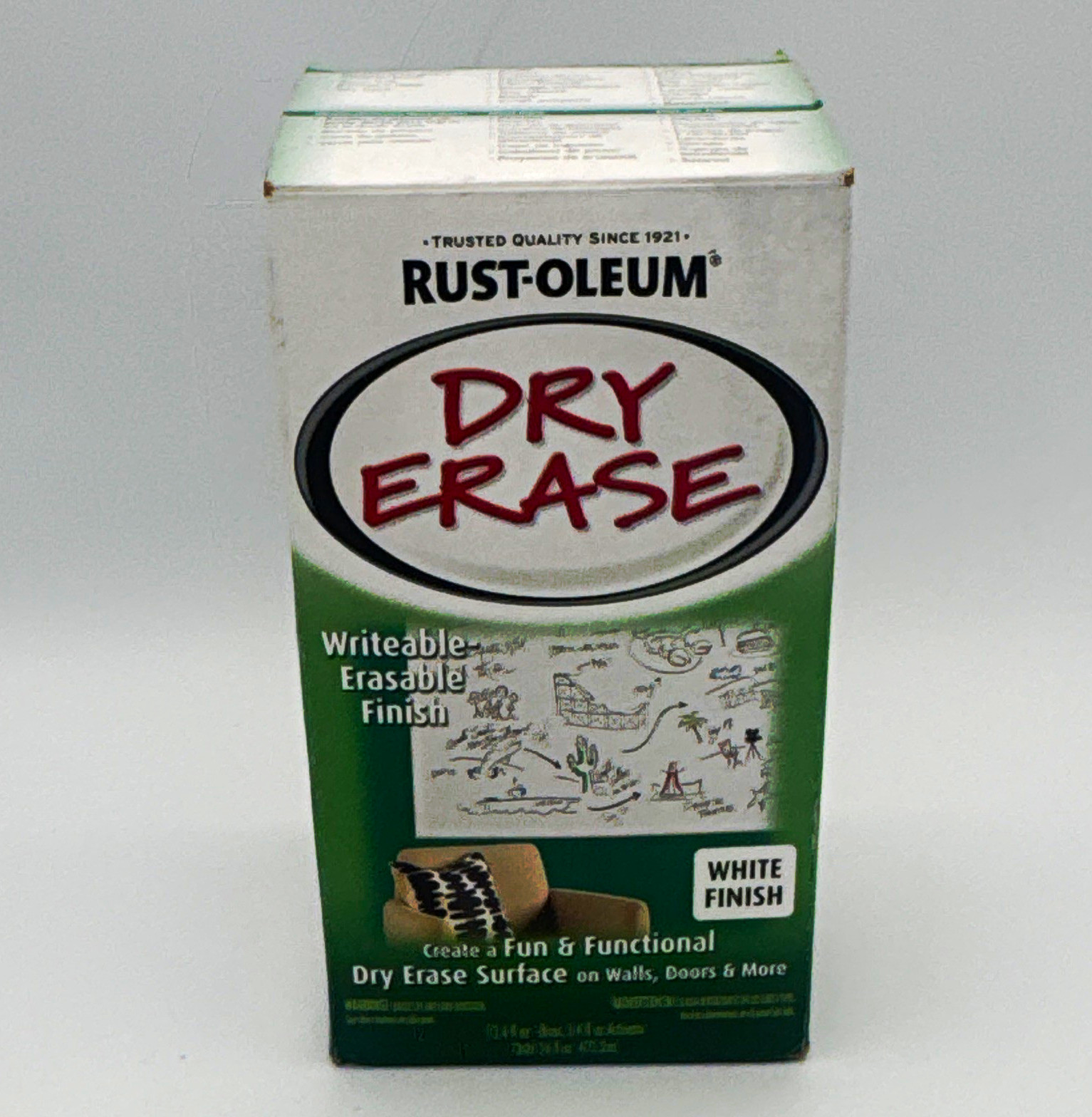 Rust-Oleum Dry Erase White Finish Kit Writeable Erasable Paint Open Box New