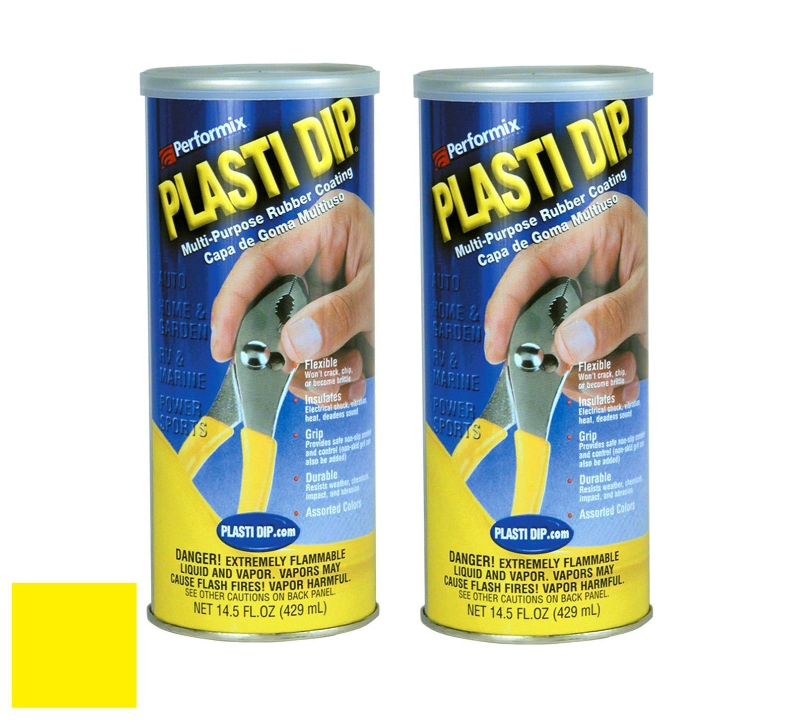 Plasti Dip Yellow Liquid Rubber Can 14.5 Oz Peelable Durable Tool Coating 2 pack