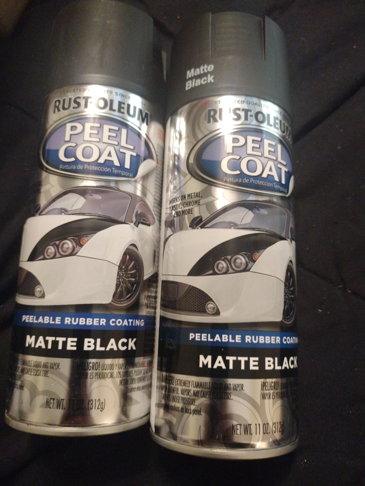 2 Rust-Oleum 316176 Automotive Peel Spray Coating 10 oz Each Gloss Black NEW