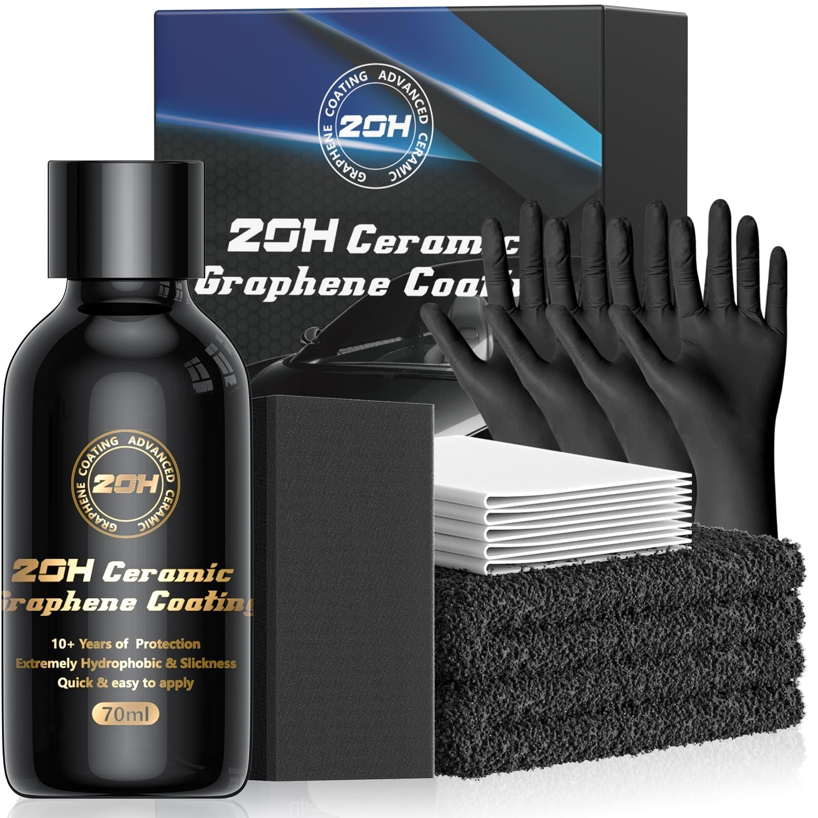 20H Professional Graphene Ceramic Coating for Cars (70ml) – 10+ Years Protect…