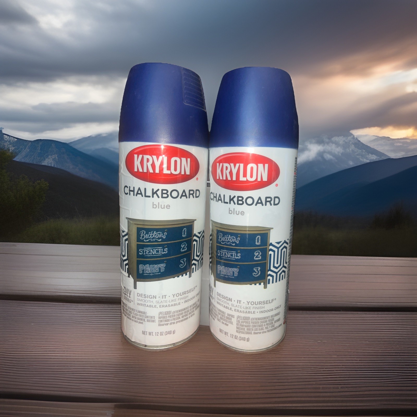 2 Cans Krylon, Blue Chalkboard Aerosol Spray Paint, 12-Ounce