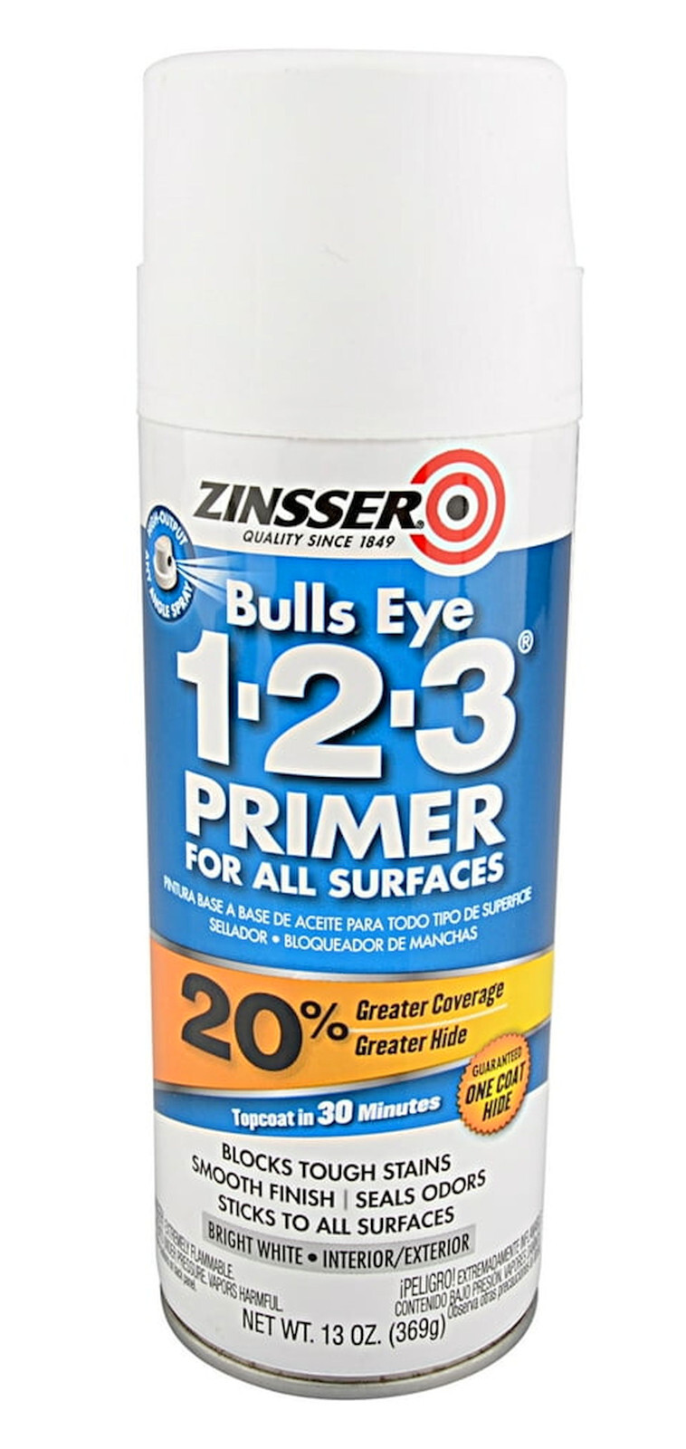 Bulls Eye 1-2-3 PRIMER spraY Bright White Interior Exterior zinser Zinsser 02008