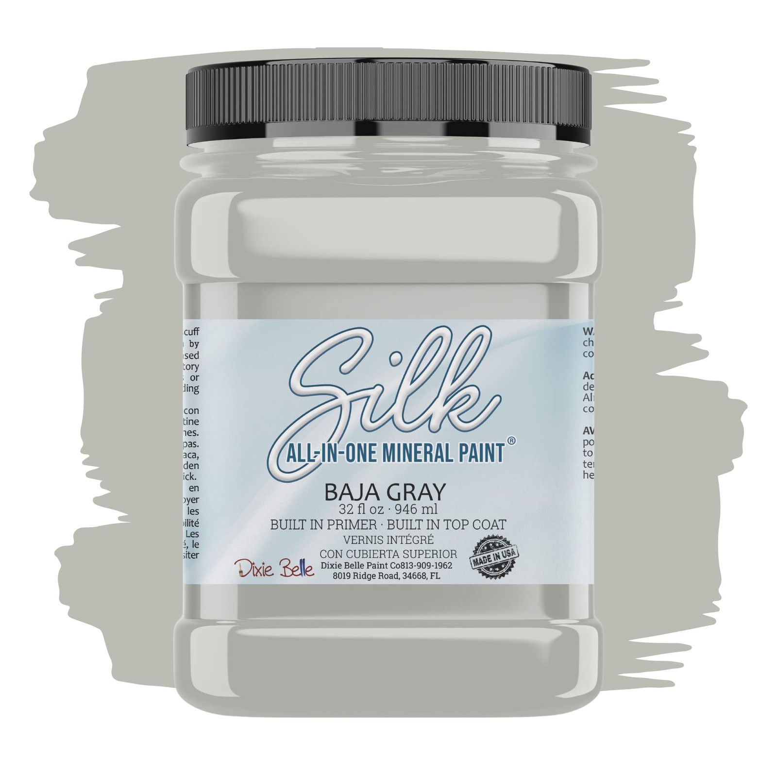 Dixie Belle Silk All in One Mineral Paint 32 Fl Oz Baja Gray Durable Finish