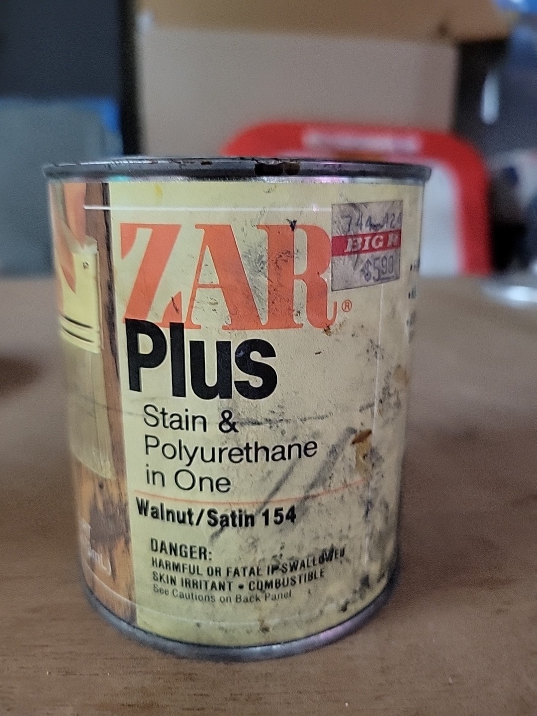ZAR PLUS 154 Walnuy SATIN Stain and Polyurethane All in One PINT