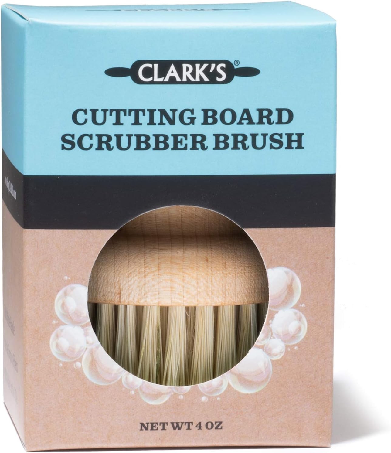 CLARK’S Cutting Board Oil Scrub Brush – Round Wood Applicator Small, Maple