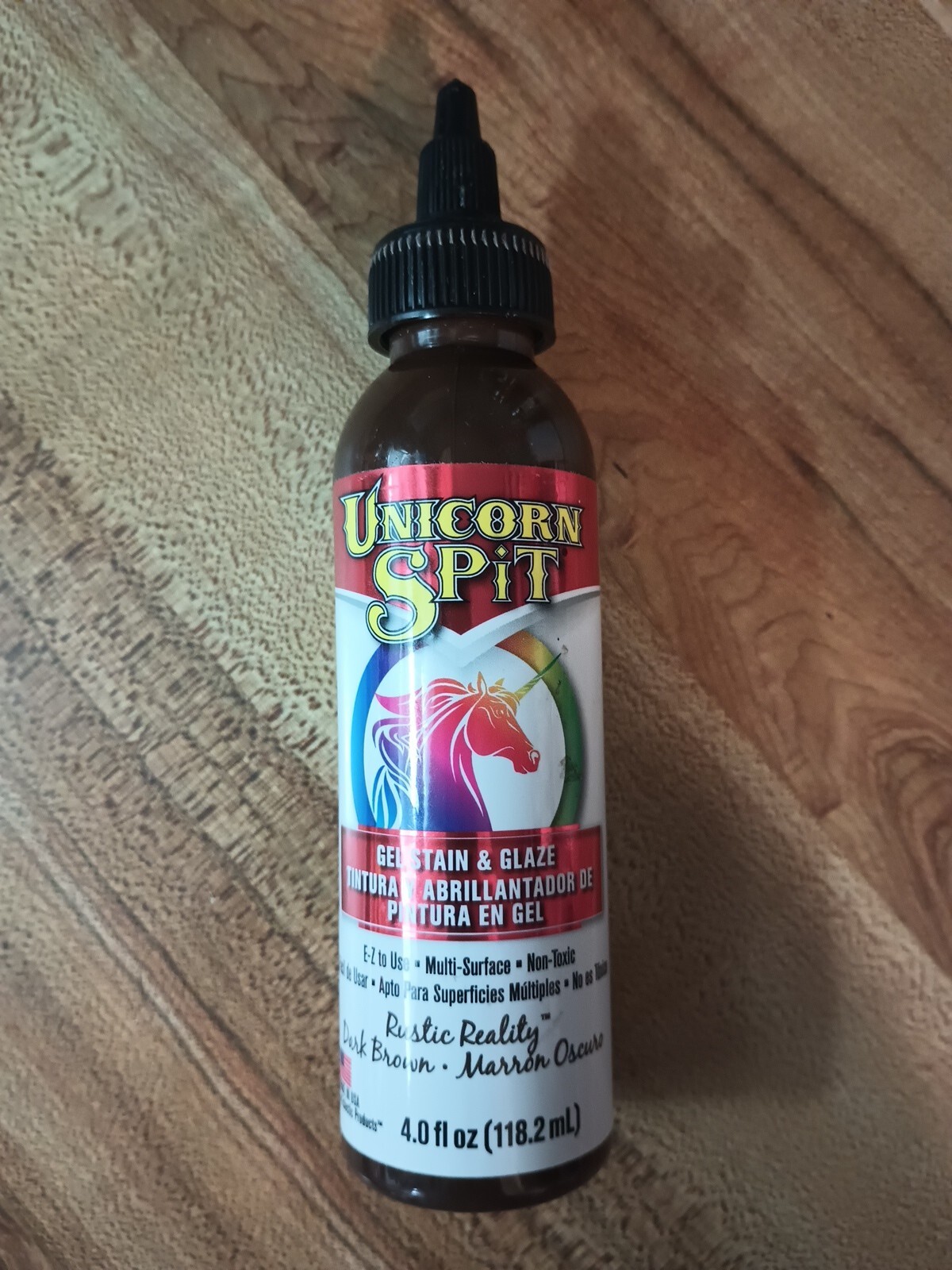 Unicorn Spit Concentrated Gel Stain and Glaze, Rustic Reality – Dark Brown, 4oz