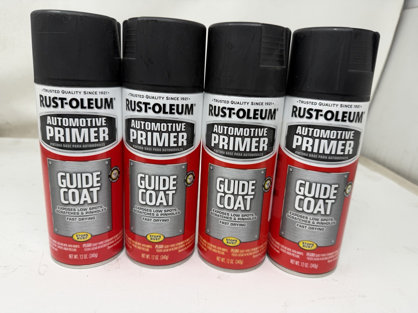 4 Pack Rust-Oleum 363525 Automotive Guide Coat Primer, 12 oz, Black SP8
