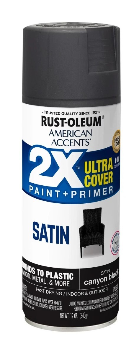 Canyon Black Rust-O American Accents 2X Ultra Cover Satin Spray Paint 12-Oz