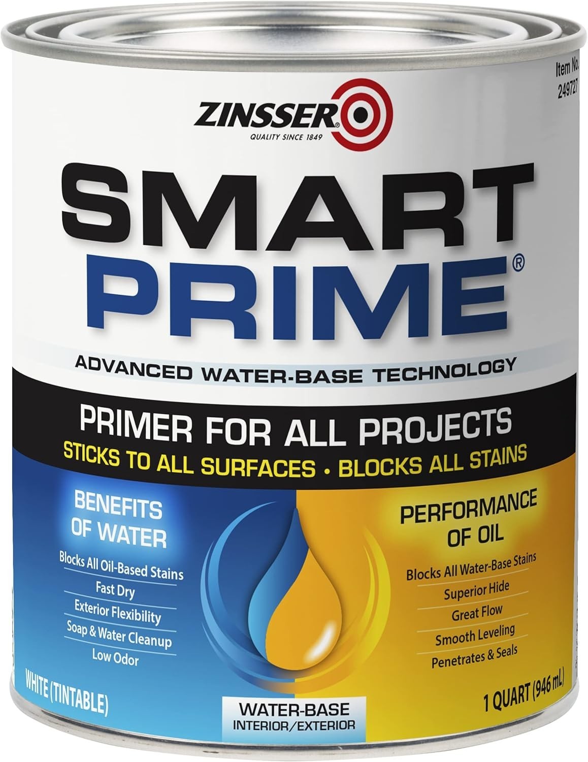 qt White , Smart Prime Water-Based Interior/Exterior Primer/Sealer