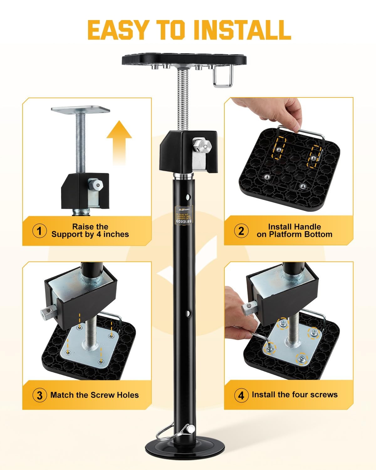 RVSHARK RV Slide Out Support Jacks Set of 2 6000lbs Supports Jack Black Heavy