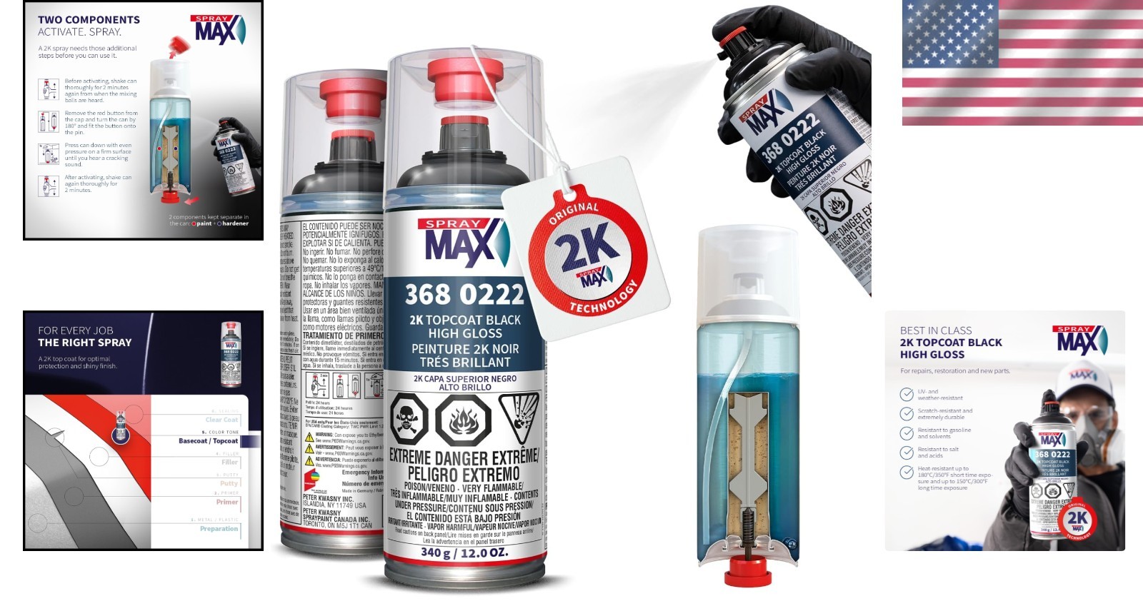 Professional Grade 2K Gloss Black Spray | Chemical Resistant