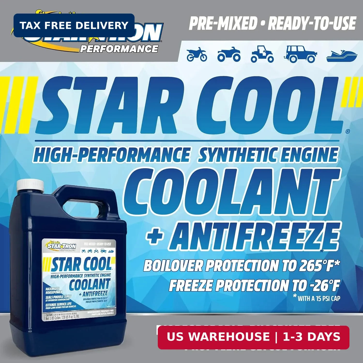 Star Tron Star-Cool Premium Synthetic PG Engine Coolant + Antifreeze – Propylene