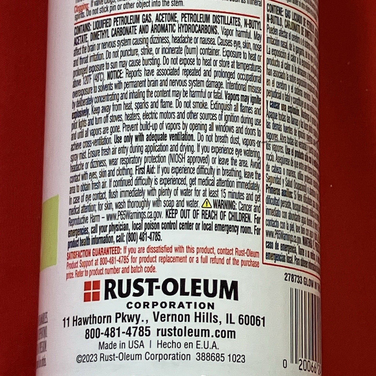 1 – 10oz Rust-Oleum / Spray Paint / Glow in The Dark MAX / 278733 / Halloween