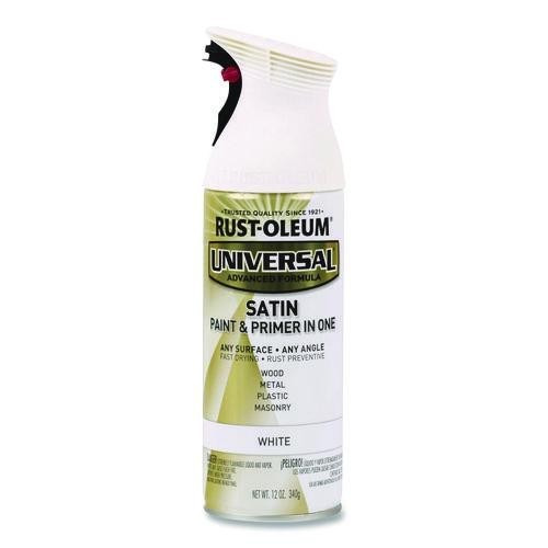 Rust-Oleum Universal Premium Spray Paint, Satin White, 12 oz Aerosol Can, 2/Pack