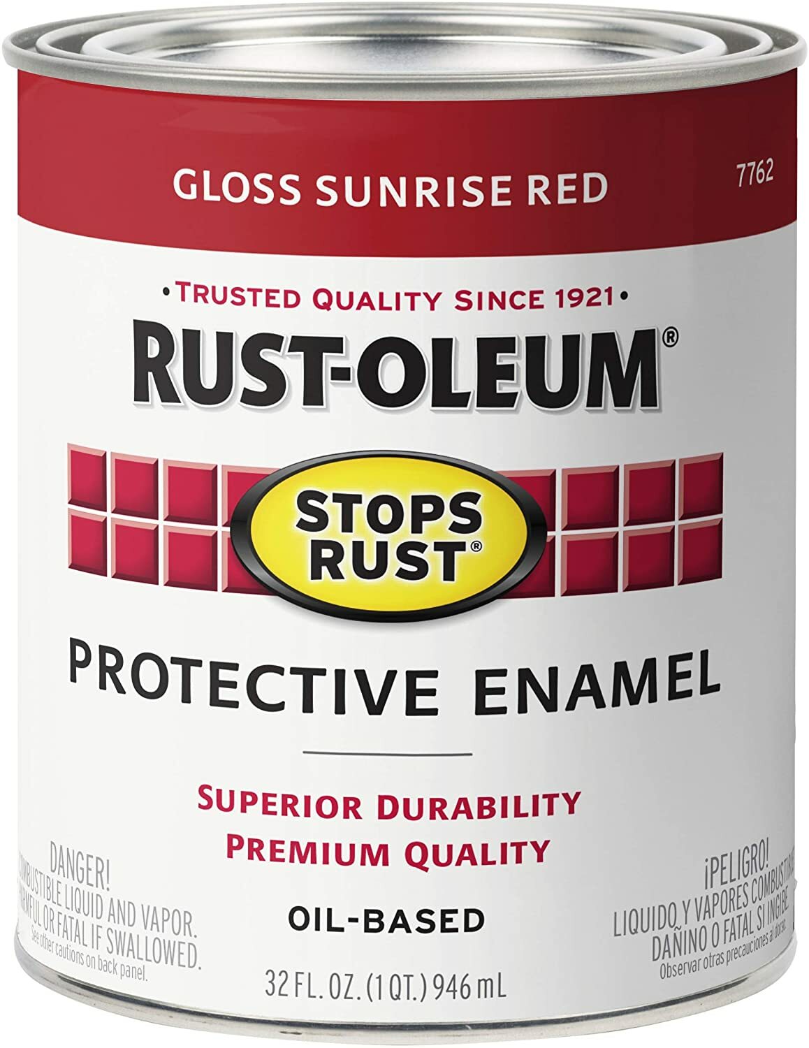 Rust-Oleum 7762502 Protective Enamel Paint Stops Rust, 32-Ounce, Sunrise Red
