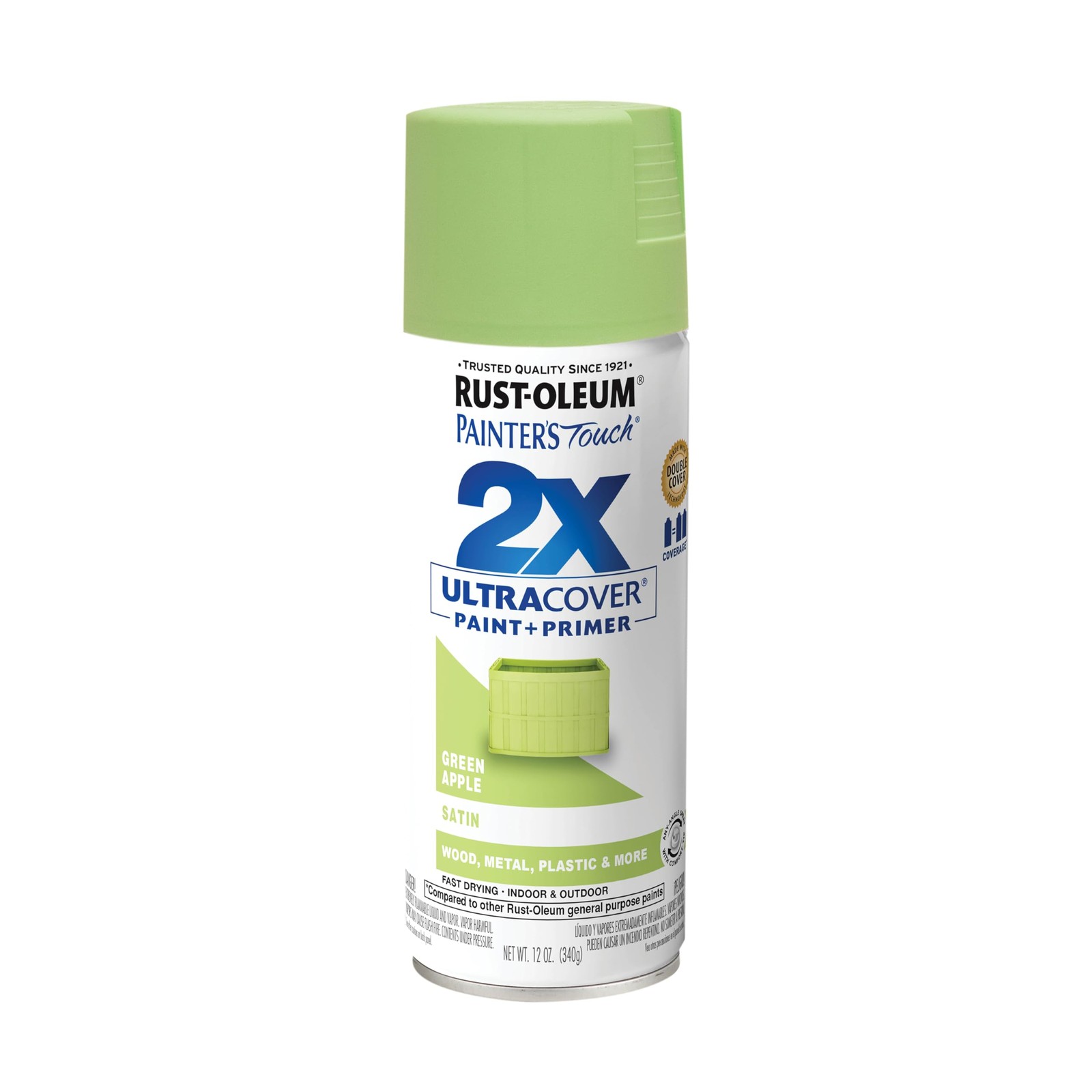 Painter’s Touch 2X Ultra Cover Satin Green Apple Spray Paint 12 Ounce