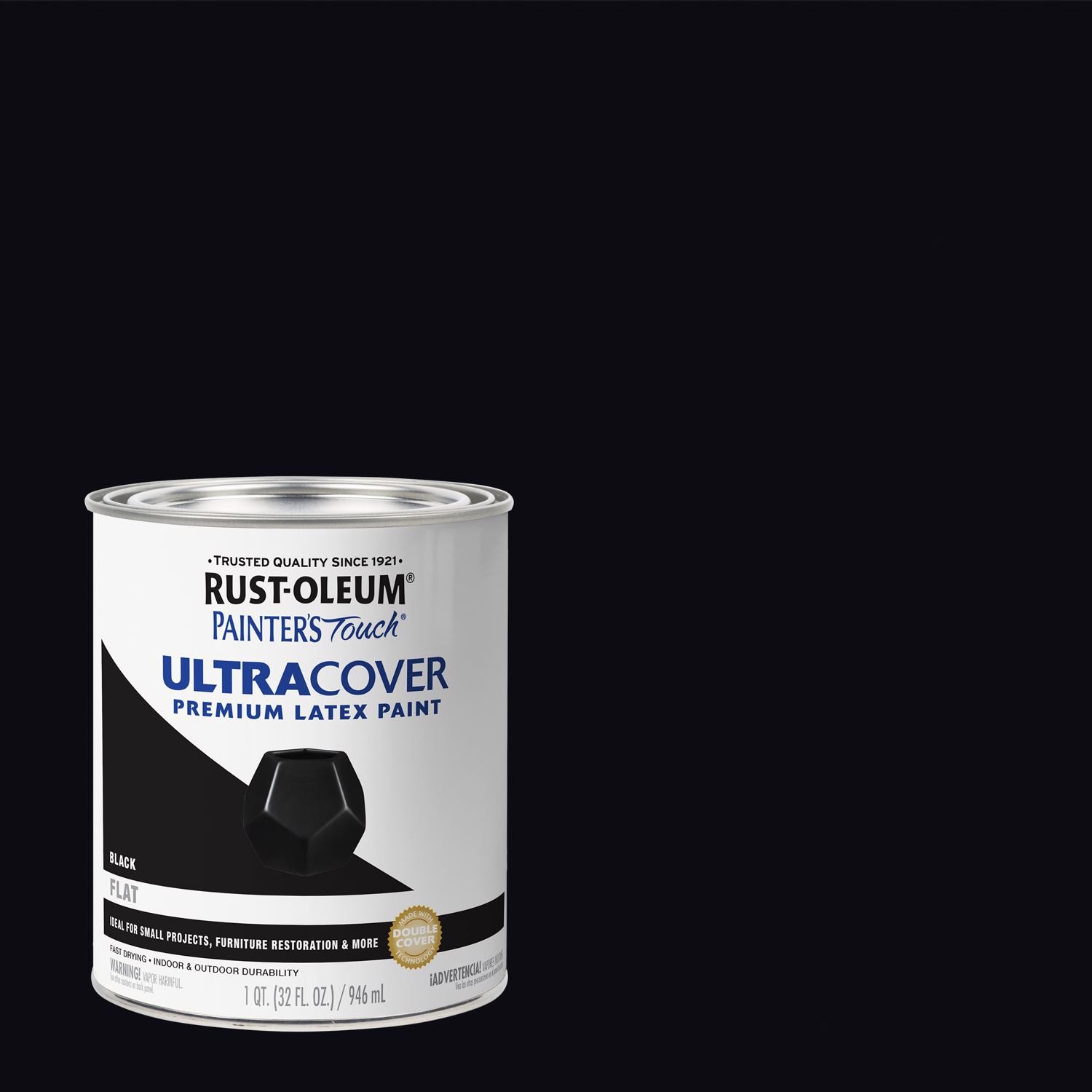 Rust-Oleum Painters Touch Ultra Cover Flat Black Paint Indoor/Outdoor 250g/L 1Qt