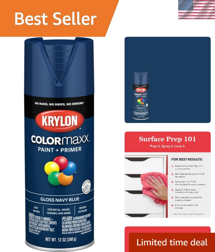 Fast-Drying 12 Oz Gloss Navy Blue Spray Paint – Rust Resistant for All Surfaces