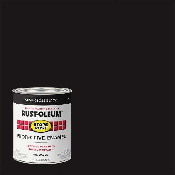 (2)- Qt Black Rust-Oleum Protective Rust Control Semi-Gloss Enamel 7798-502