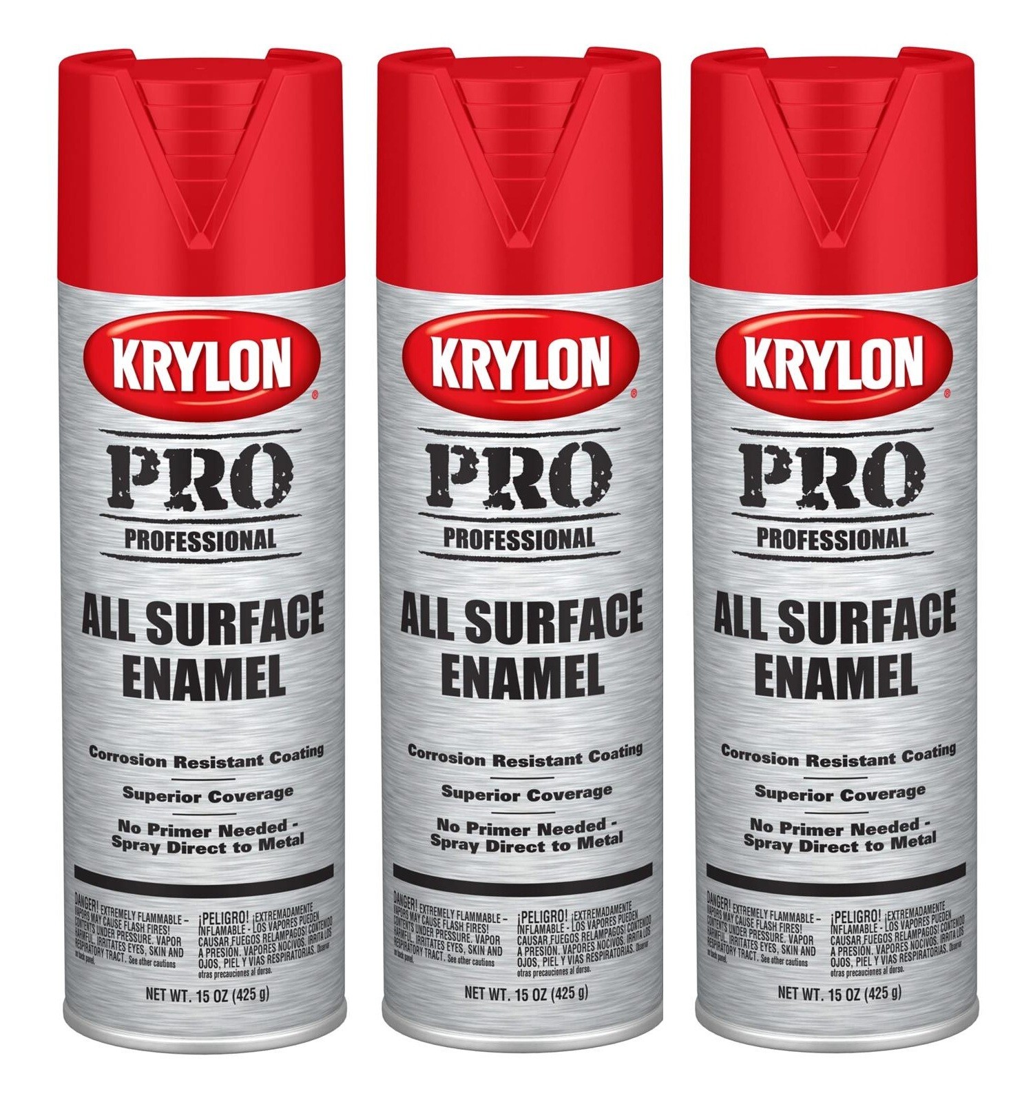 3 Cans Krylon Professional All-Surface Spay Paint Enamel 15 Oz. Safety Red 5923