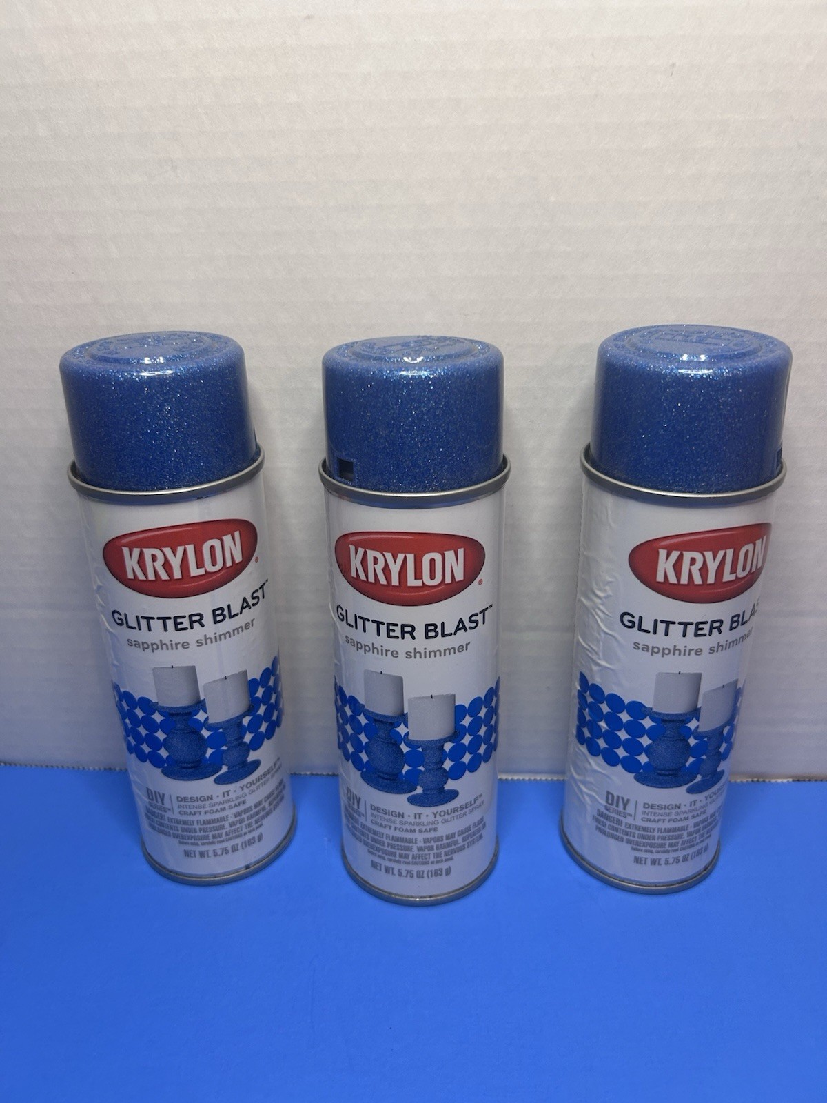 KRYLON Glitter Blast Glitter Spray Paint SAPPHIRE SHIMMER BLUE 5.75 oz LOT OF 3