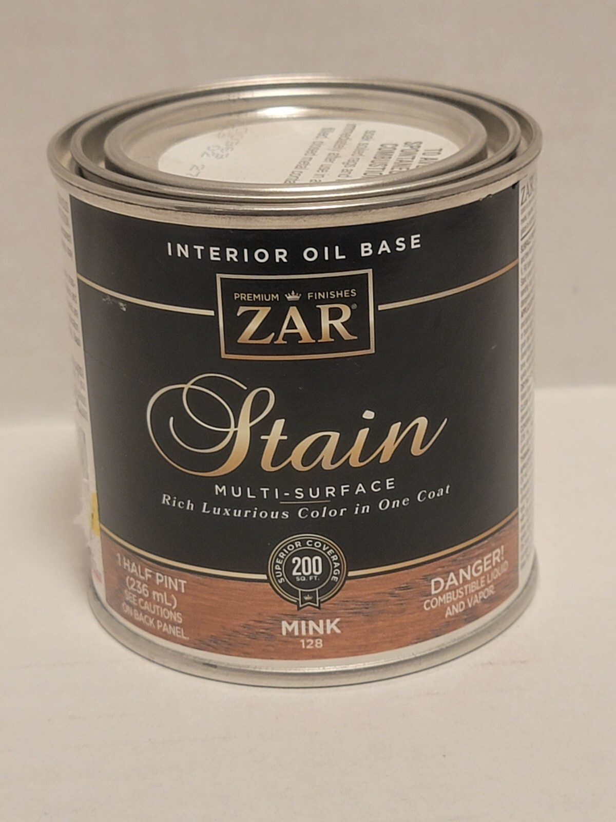 Wood Stain Zar Mink #128 medium brown half pint 200 sq ft oil base interior