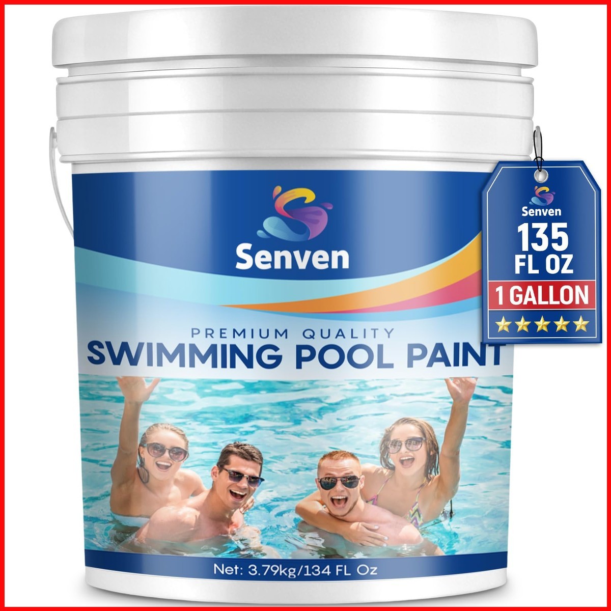 SENVEN YCQ-a02 Pool Paint Blue 1 Gallon for Concrete Fiberglass Steel Aluminum